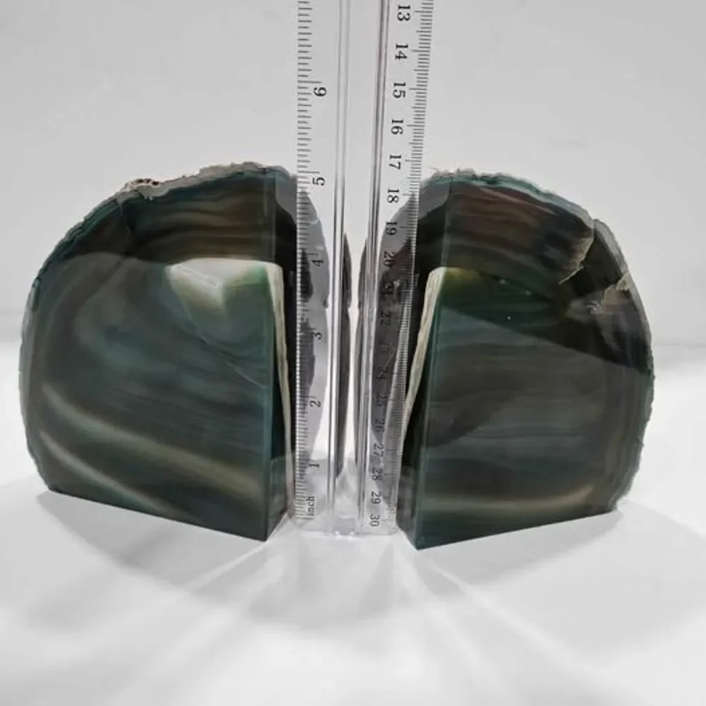 Beautiful dark Green Agate Bookends Natural Stone